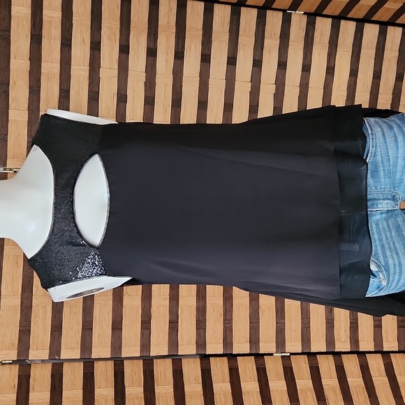 Bcbgmazazria chiffon sequin keyhole top - Picture 3 of 11